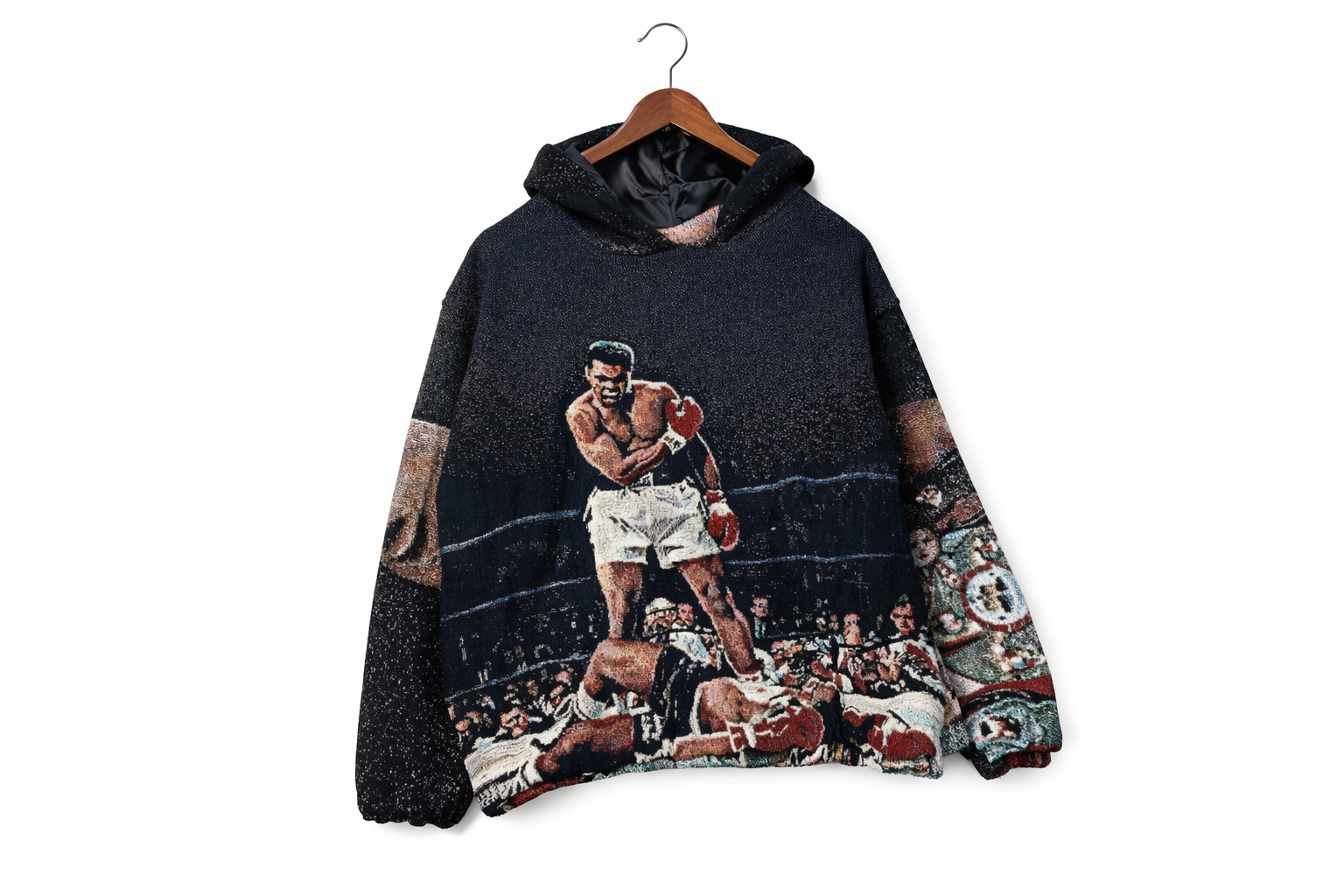 Muhammad Ali TKO – Handmade Woven Tapestry Hoodie | Made to Order